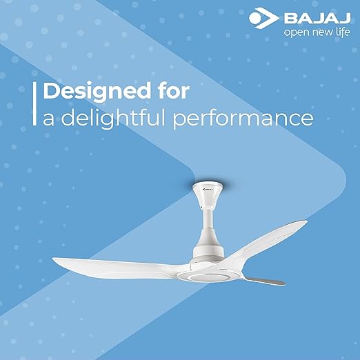 Bajaj Astor 1250mm White and Silver Chrome Ceiling Fan Bajaj Astor 1250mm White and Silver Chrome Ceiling Fan